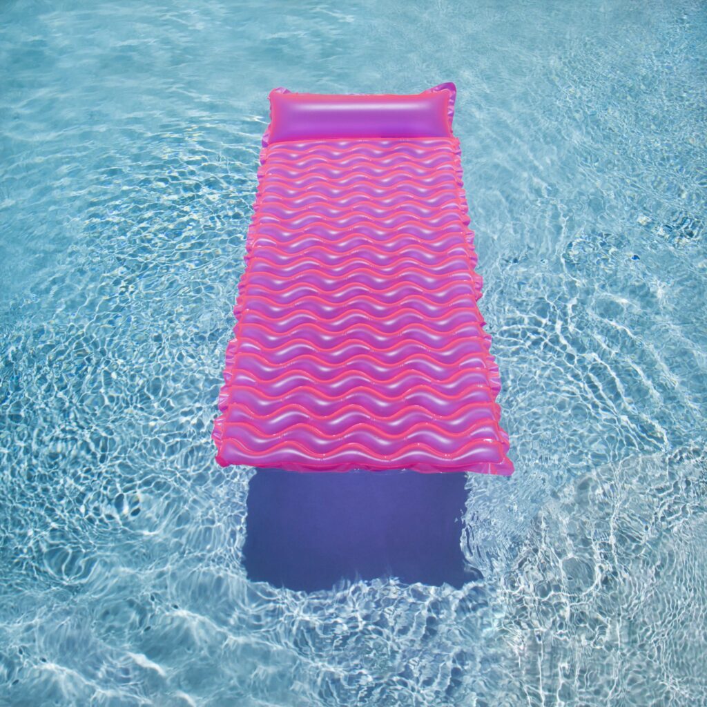 pink float in pool.